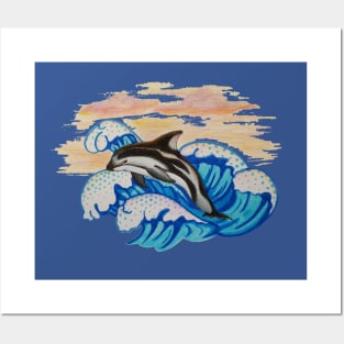 Dolphin Waves Posters and Art